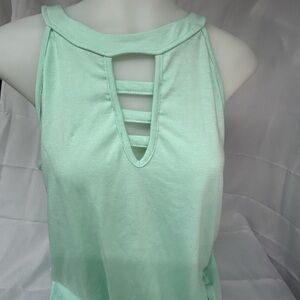 Green Cut Out Tank Top with Modern Design